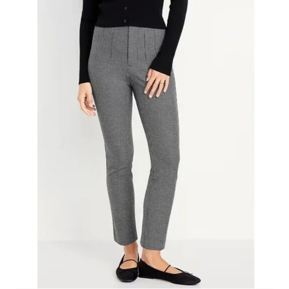 Old Navy Polished Pixie Skinny Pants Black White Houndstooth Womens Size 14